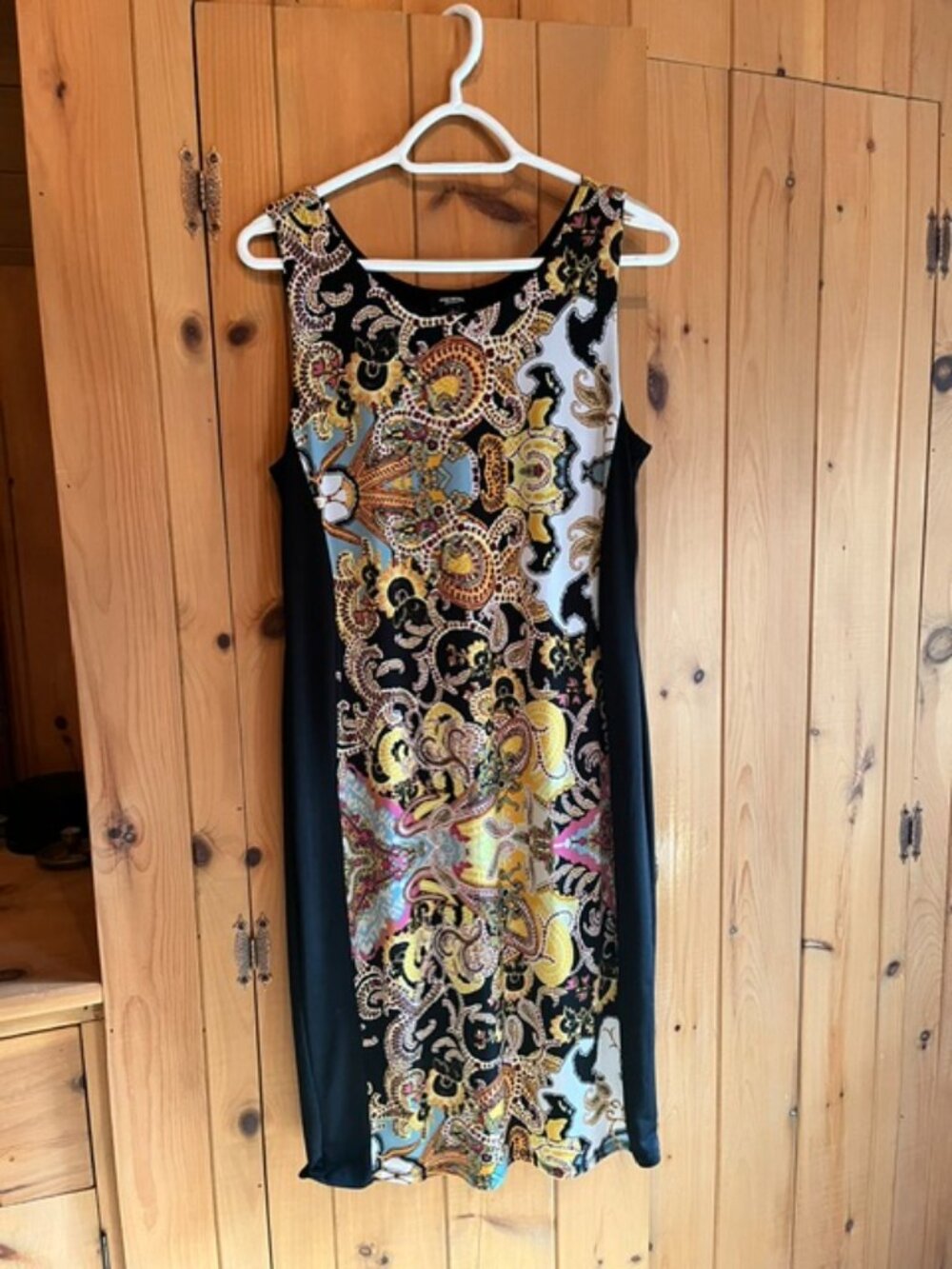 Black dress with paisley motif